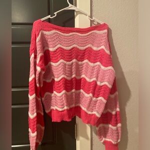 Off shoulder pink sweater